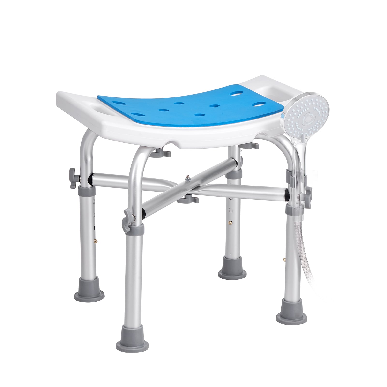 Adjustable Shower Stool With Crossbar For Elderly And Disabled_voghion.com